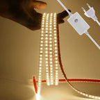 Dimmable LED Strip Light 220V Switch EU Power Dimmer Kit Waterproof 2835 120LEDs/M High Bright Flex Tape Home Decor 0.5M 10M 20M