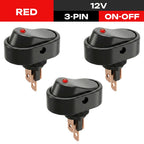 FILN 3Pcs 12V Rocker Switch 6A 3 Pin Threaded Mount Round LED Dot Light Toggle Power Switches for Small Home Appliance Auto