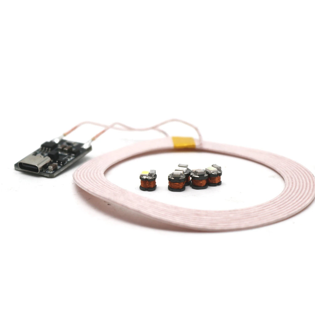 [ 0-120mm Wireless Power Supply ] USB 5V Wireless Transmitter Coil Induction 5PCS Receiver LED Light Lamp DIY Model Gundam Toys