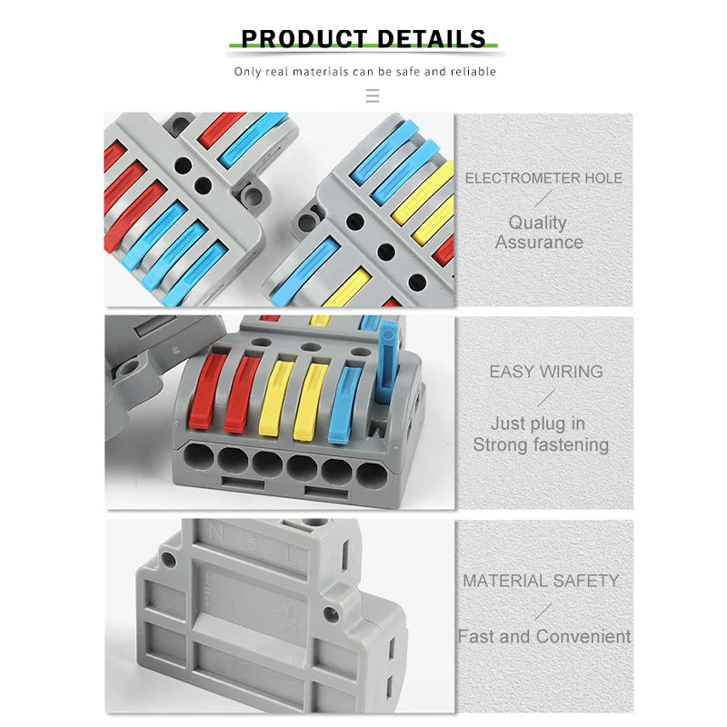 Quick Wiring Connectors Boxed Universal Compact Splitter Electrical Cable Push-in Conductors Connector With Lever Terminal Block