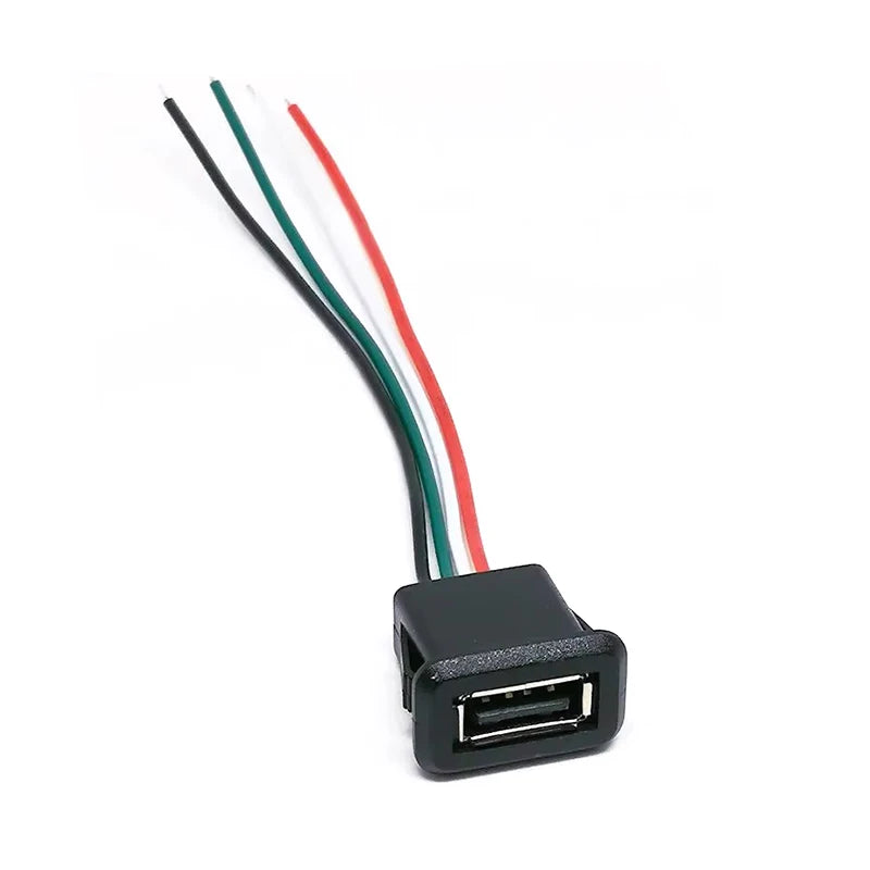 USB 2.0 Female Base 2P/4P Direct Pressure Buckle Welding Wire Type A-Port Waterproof Socket Charging Female Plug