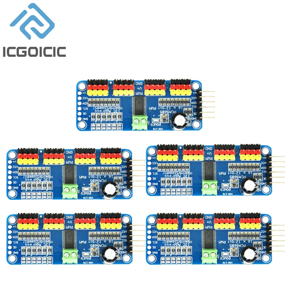 1-10PCS PCA9685 Robot Controller IIC Interface 16 Channel 12-Bit PWM Servo Motor Driver Board for Arduino Robot/ Raspberry Pi