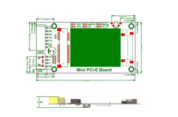 Mini PCI-E Board USB Uart Port 4G Module Transfer Board For Quectel EC25-E EC25-EC EC25-AF EC25-A EC25-AU LTE Cat4 Modem