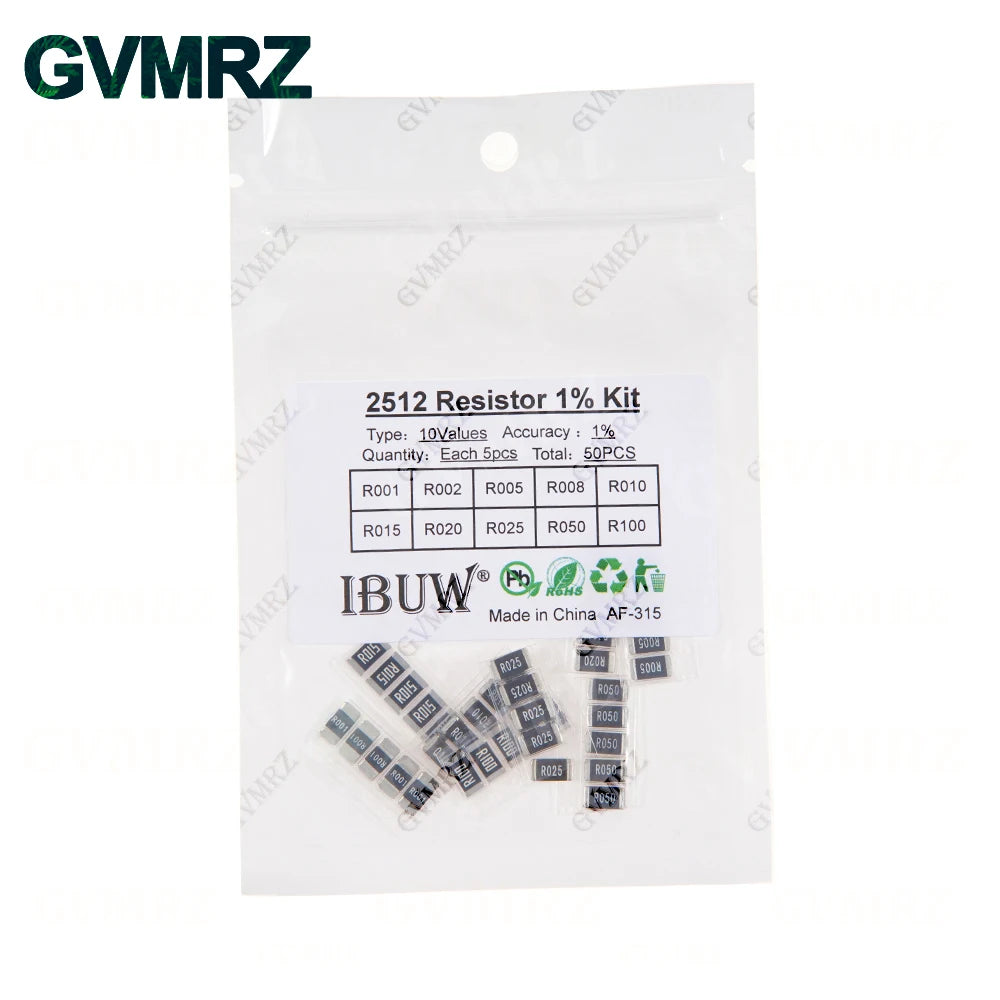 0201 0402 0603 0805 1206 1% 5% SMD Resistor Assorted Kit 1R-1M 10K 100K 1K 100R Resistance Set DIY