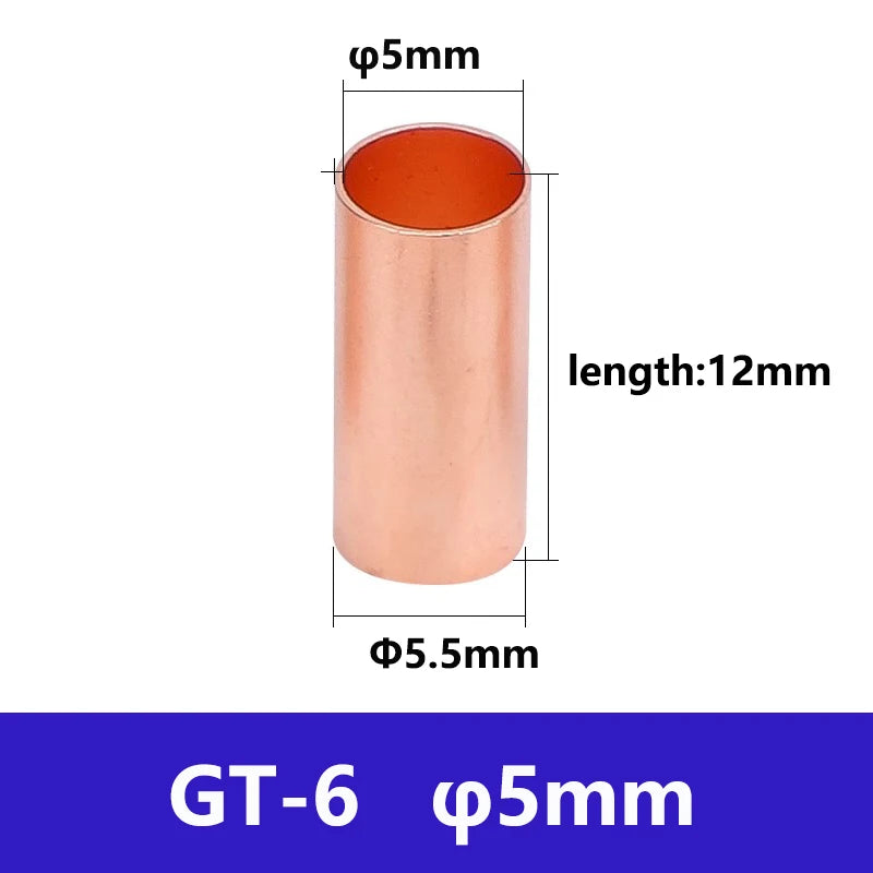 Copper Connecting Pipe GT Small Copper Tube Cable Intermediate Joint Cold Pressed Wire Crimping Terminal Quick Docking Connector