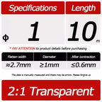 10 Meter/Lot Heat Shrink Tube 2:1 Clear Transparent Tubing Shrinkable Wrap 1mm - 60mm Cable Sleeve Wire