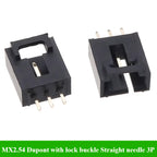 MX2.54 TJC8 Dupont Connector 2/3/4/5/6/7/8/9/10Pin With Lock Buckle Single Row 2.54mm Right Angle Straight/Curved Needle