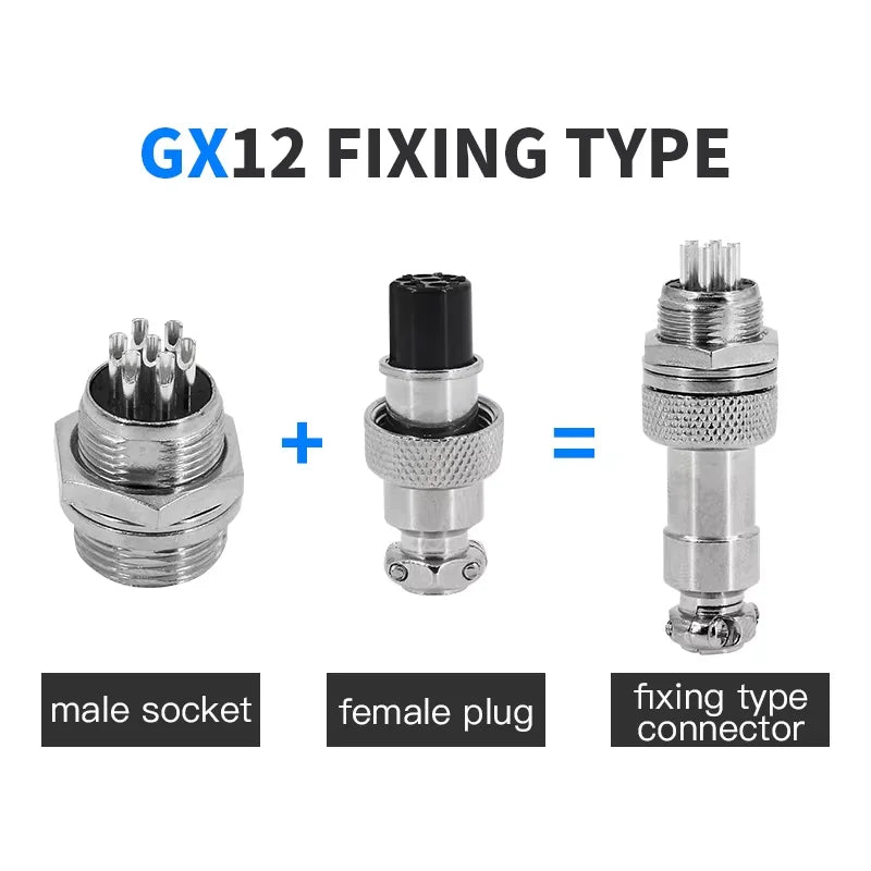 5Set GX12 GX16 Connectors 2pin 3pin 4pin 5pin Aviation Plug Socket Female Male Fixed Fixing Type Electrical Cable Wire Connector