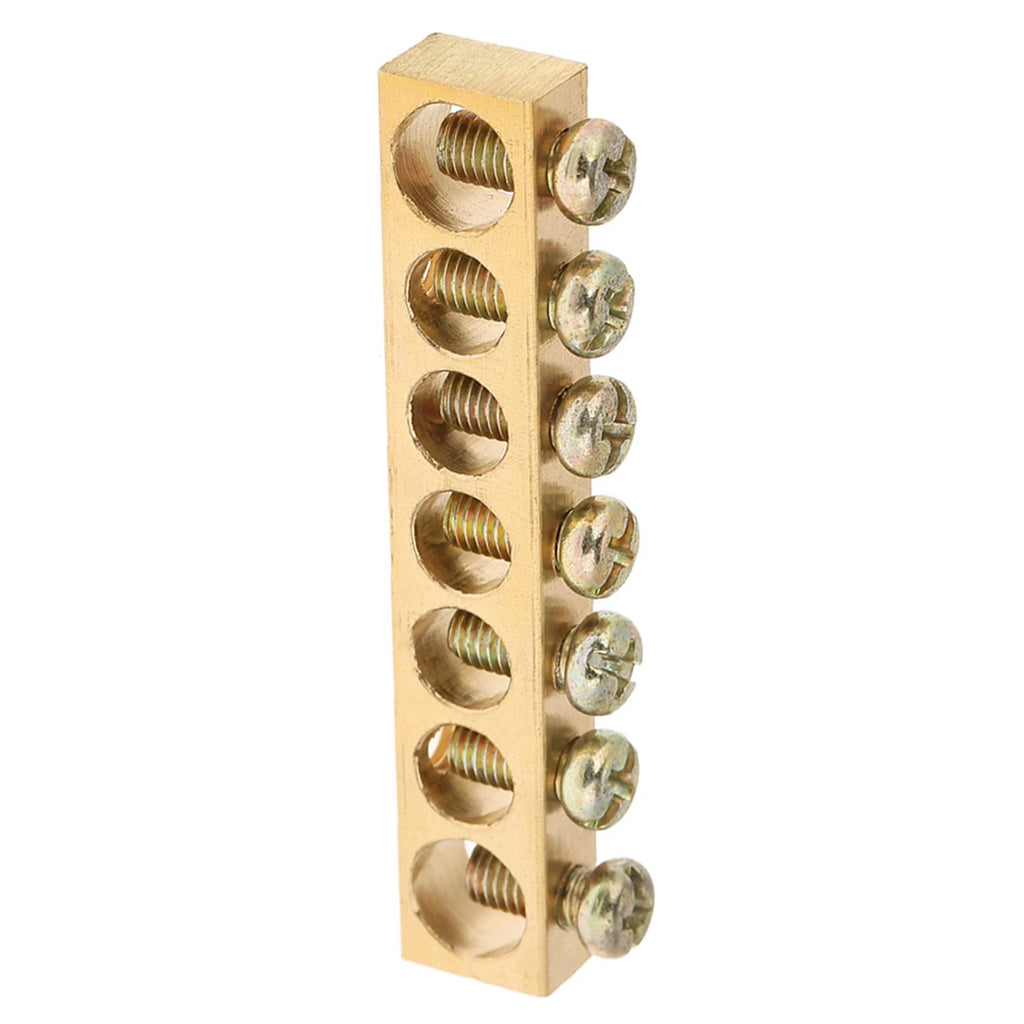 Ground Bar 7‑Hole Electrical Distribution Wire Screw Terminal Brass Ground Neutral Bar Terminal Bar