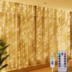 USB Curtain Lights - 8 Lighting Modes LED Fairy String Light for Christmas Halloween New Year Wedding Party Home Garden Decor