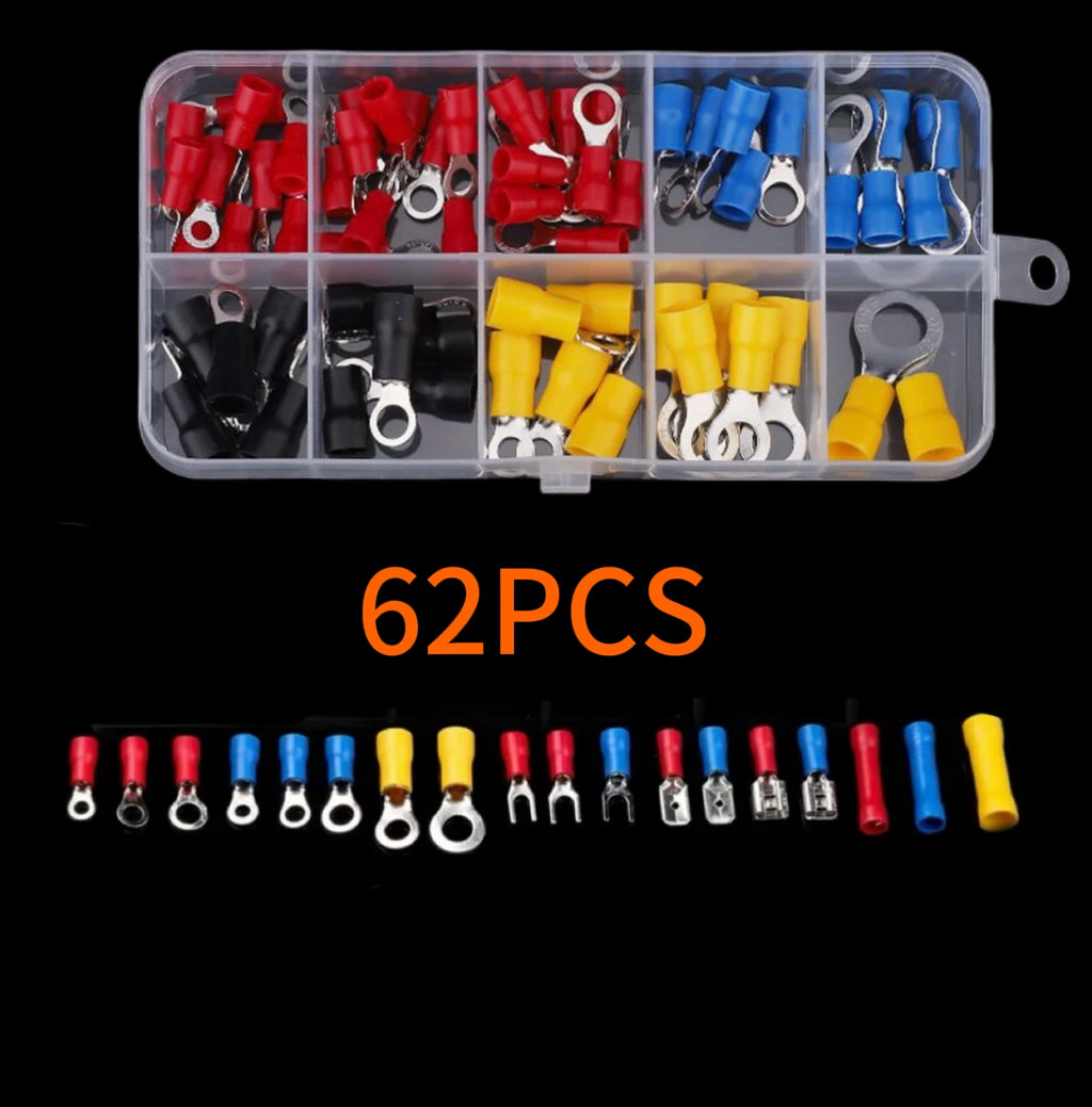 Automotive Insulated Crimp Terminals Kit, Male Female Spade Ring Fork Butt Lugs, Assorted Electrical Wire Connector Set for Car