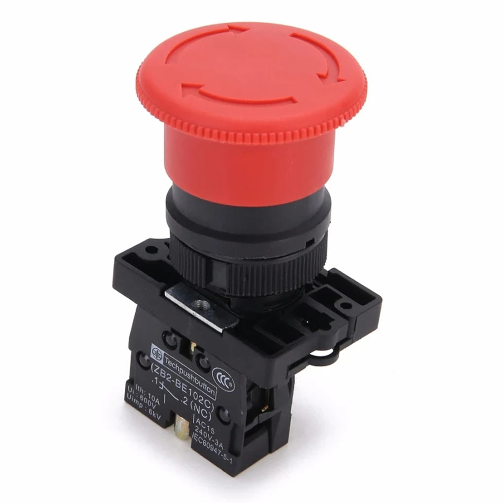 Electrical Equipment Emergency Stop Switch Rotating Reset Constant Close Push Button Control Switches 22mm Mounting Hole Machine