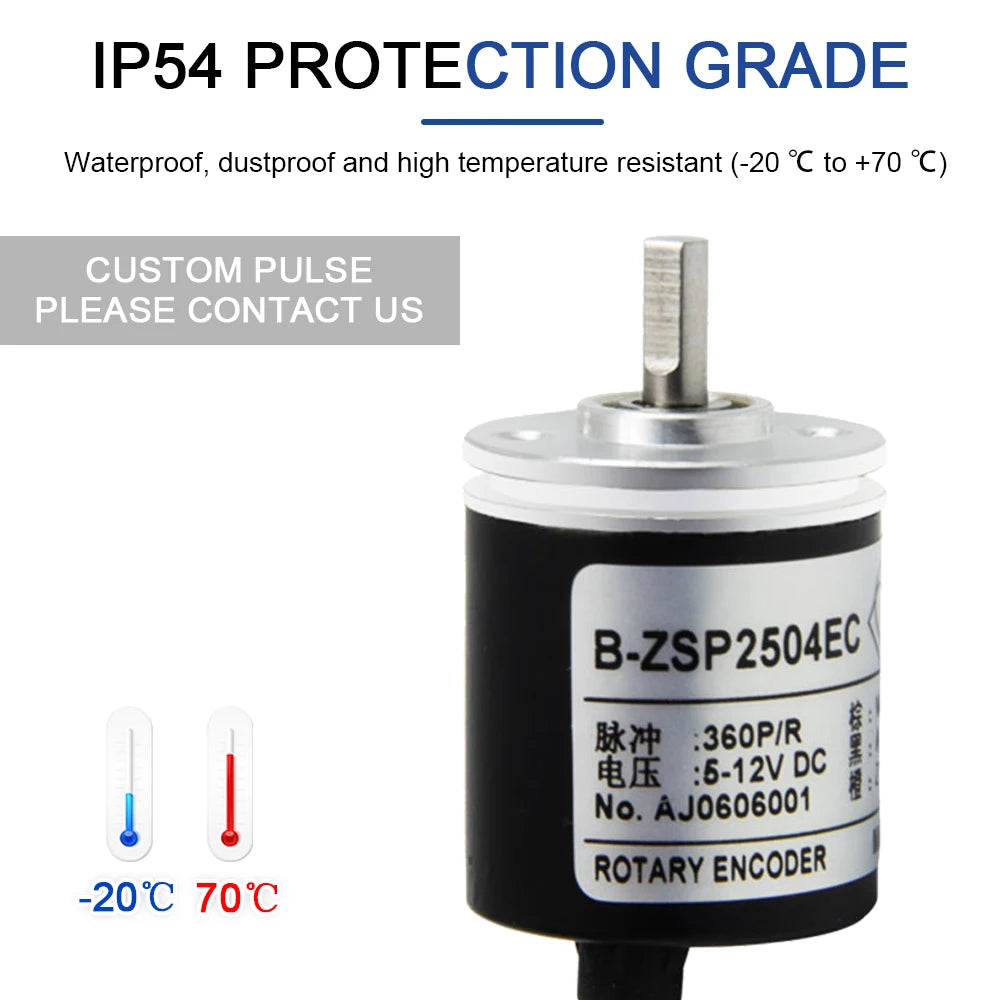 Cloweit 25mm Incremental Encoder 4mm Shaft Rotary  100 200 360 400 500 600 800 PPR 5-24VDC E6A2-CWZSE Automation Sensor Switches