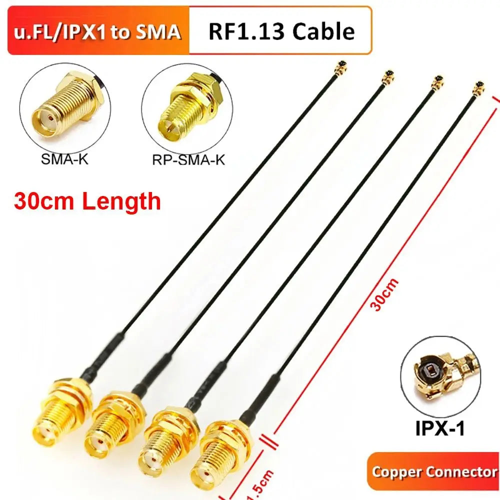 1Pcs 30cm SMA to IPX Cable RF1.13 RG178 Pigtail Jumper Cable RP SMA Female U.FL IPX RP SMA Female Adapter