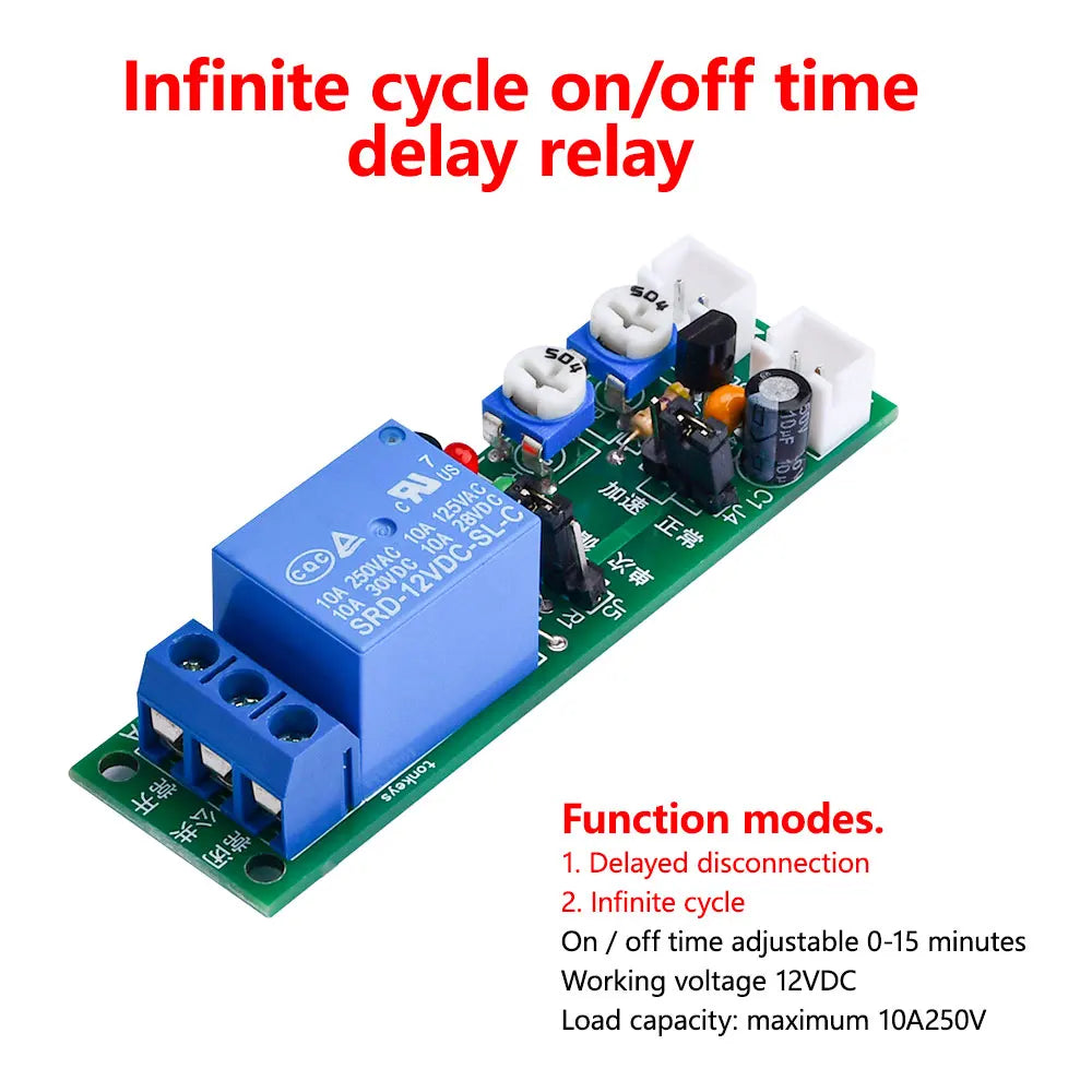 JK11 0-24H Cycle dual-Adjustable Timer Delay On/Off Switch Relay DC 5V 12V 24V Timer Delay Relay Module Electronic Component