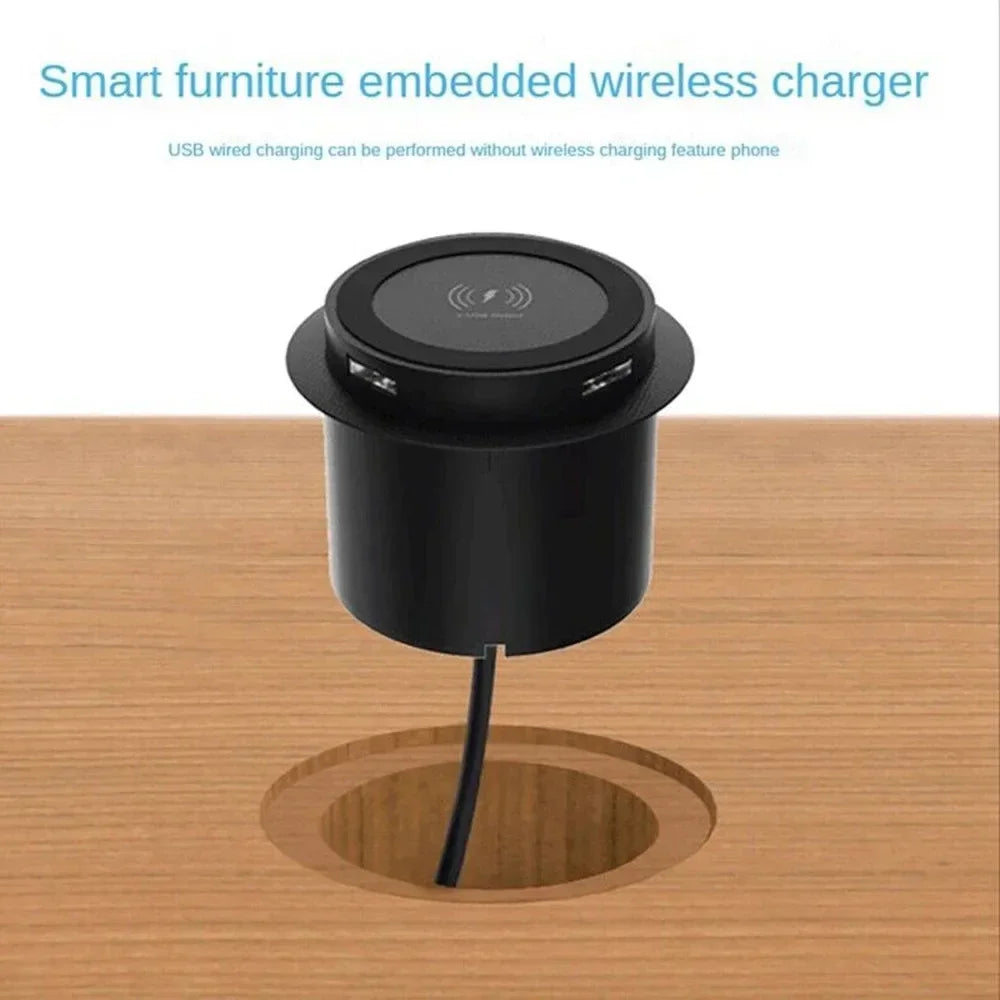 QI 3 in 1 Wireless Charger Built in Type-C USB Ports Desktop Embedded Charging Station for iPhone 13 Xiaomi Airpods Mobile Phone