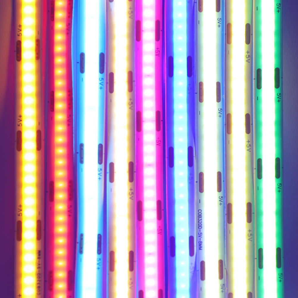 5V USB 3MM 5MM PCB COB LED Strip Light White/Red/Green/Pink/Ice Blue/Yellow TV Backlights DC5V 320Led Flex Night Lamp Home Decor
