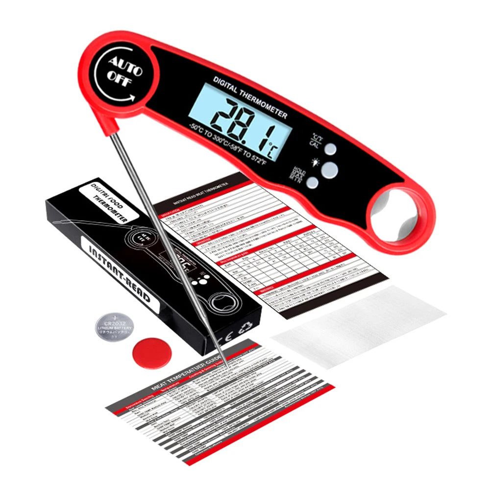 Meat Thermometer Digital – Instant Read Food Thermometer for Grilling, BBQ, Air Fryer, Smoker, Kitchen Gadgets, BBQ Essentials