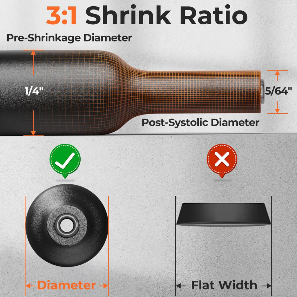 A Roll Black 3:1 Ratio Heat Shrink Tubing Φ1.6mm to Φ30m Dual Wall Adhesive Lined Shrinkable Wire Wrap Tube Waterproof Sleeves