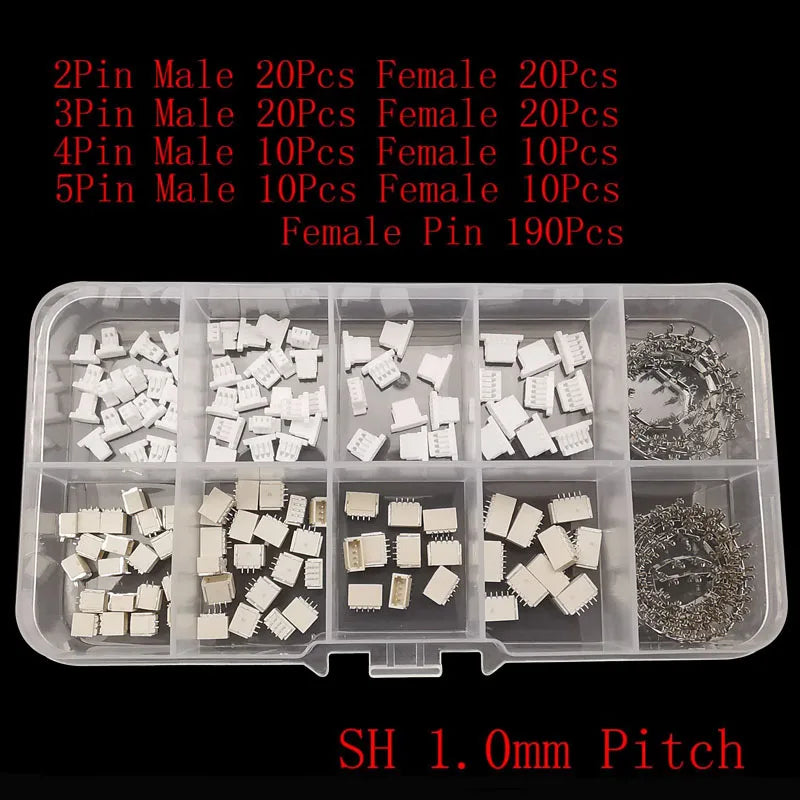 1Box JST SH 1.0mm / JST 1.25mm / PH 2.0mm / XH 2.54 Pitch 2/3/4/5Pin Male Female Plug Socket Plastic Housing Terminal Connector
