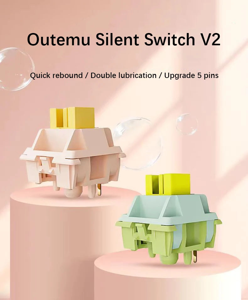 Outemu Silent Peach V2 Switch Lubed Silent Lemon V2 Switches Mechanical Keyboard Linear Tactile 5Pin Paragraph Axis Hot Swap DIY