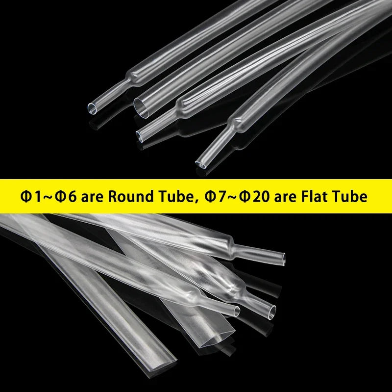 3-10M Super Thin Clear Heat Shrink Tube 2:1 1-20mm Flexible Transparent Earphone Sleeve Wire Wrap Sheath Insulation Protector