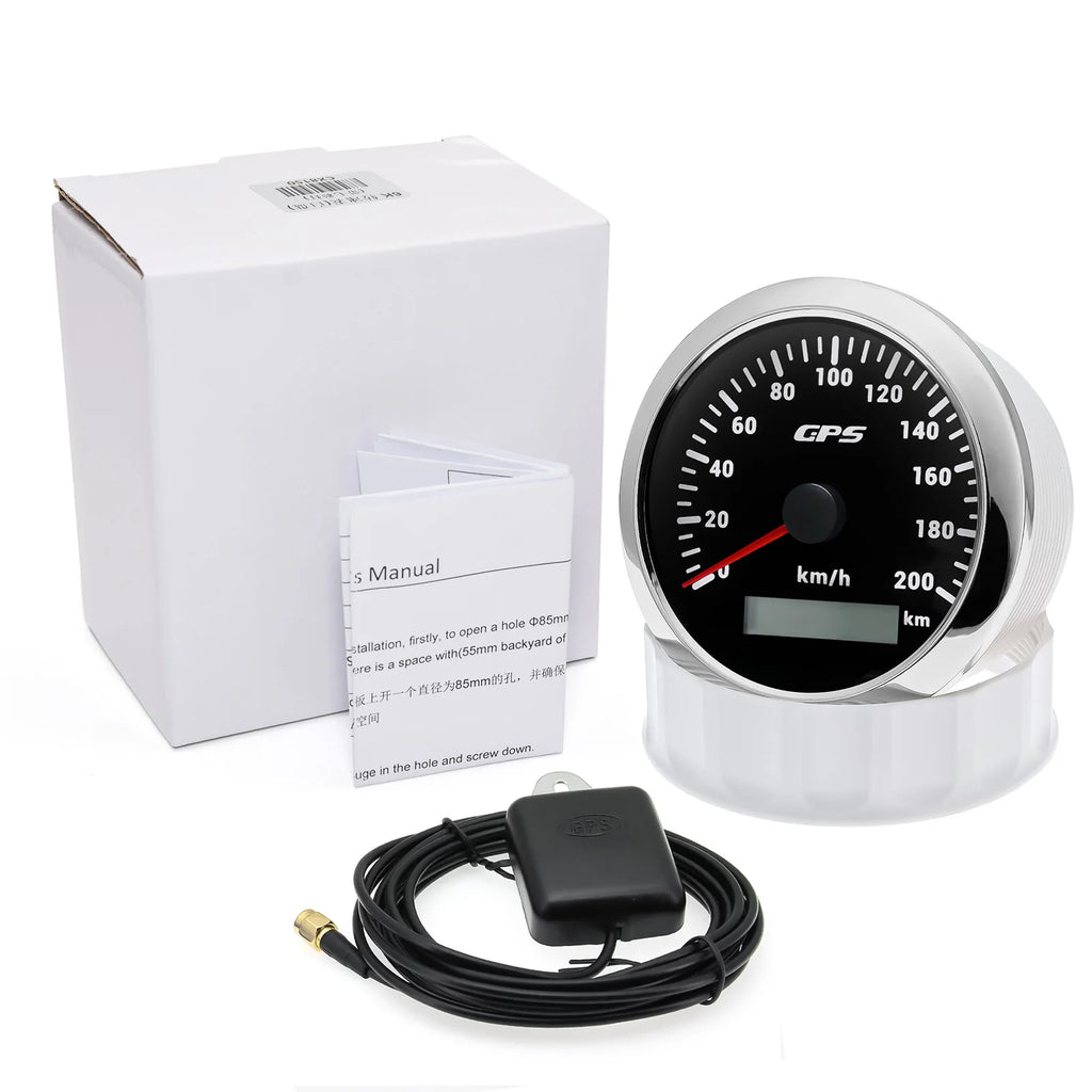 60/120/200KMH 85MM GPS Speedometer Gauge 7 Color Light with GPS Antenna Waterproof Motorcycle Boat Car Truck Speed Gauge Meter