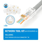 RJ45 Crimp Plier Pass Through Crimper Stripper Cutter for Cat7 Cat6 Cat5e 8P8C Modular Connector Ethernet All-in-one Wire Tool