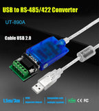 UOTEK 1.5m 3m USB to RS-422 RS-485 Converter RS422 RS485 USB2.0 Cable DB9 Adapter Transparent with Chipset Magnetic Ring UT-890A