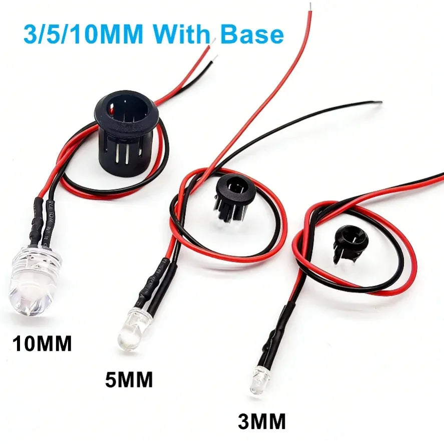 10/20PCS 5mm LED Diode Kit UV Prewired 5V 12 V Light Emitting Indicator RC Lamp Warm White Red Green Blue Yellow Orange Purple P
