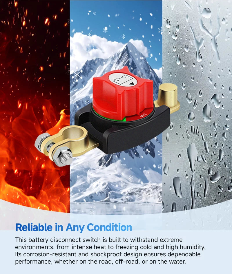 12-48V Car Isolator Disconnect Rotary Switch 275A On/Off Battery Power Cut Master Switch Disconnect Isolator for Car RV Boat