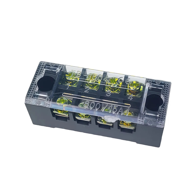 1PCS -TB1504 Dual Row Thick Copper Screw Terminal Block Flame Retardant Grounding Strip Wire Connector Durable 600V 15A