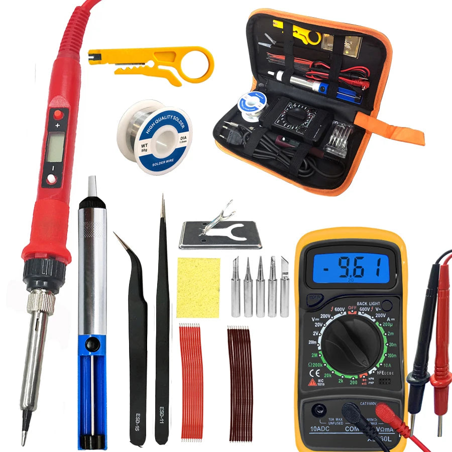 80W Digital Electric Soldering Iron Set Kit 220V 110V Temperature  Adjustable LCD Display Solder Welding Iron Tool Tips