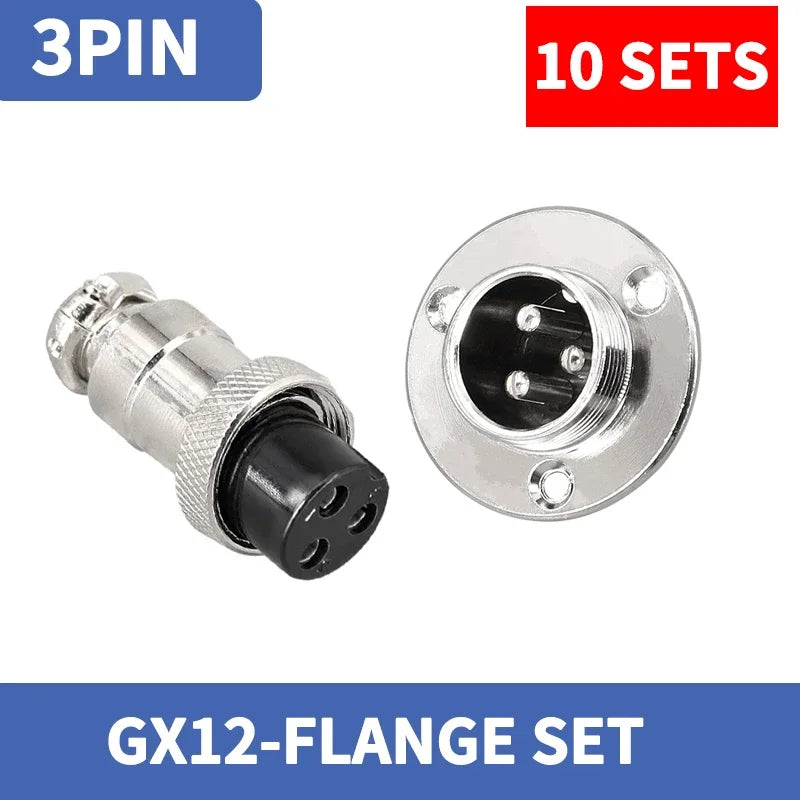 10sets Aviation Socket Plug GX12-2/3/4/5/6/7Pins 16MM Rhombus Flange Seat DF16 Series M16 Aviation Column Circular Connector