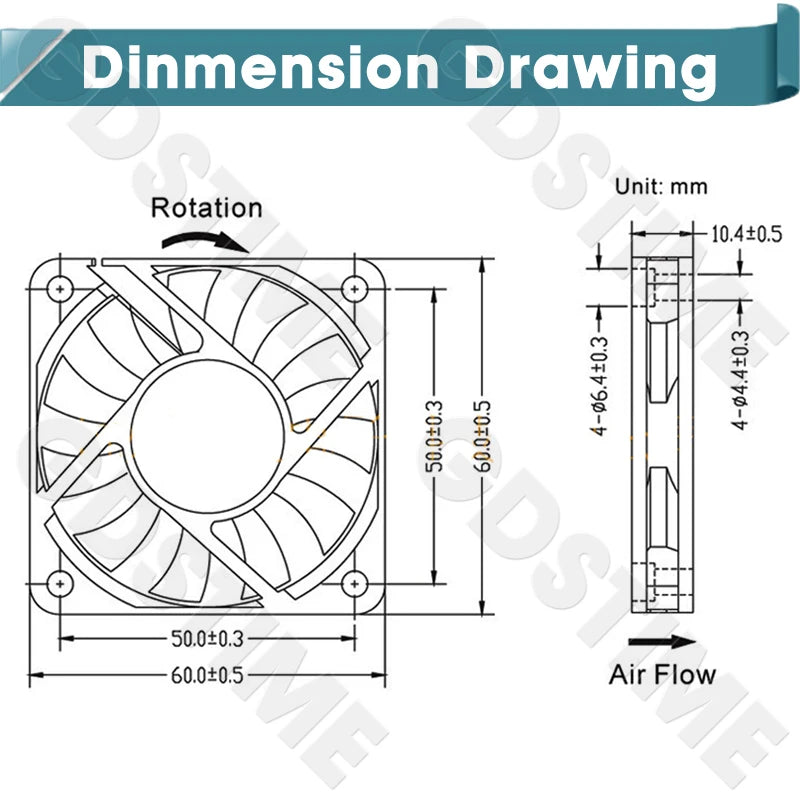 Gdstime 60MM Fan 24V 12V 5V Cooler 60x60x10MM Axial Cooling Fan 6010 Dual Ball Brushless Dupont USB Fan for PC Case CPU Cooling