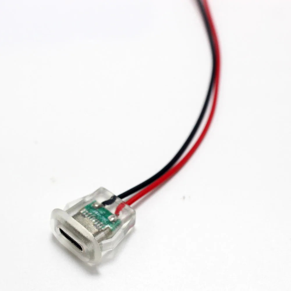 5A USB-C Type Waterproof USB Connector Direct Compression Female Base Socket Charging Interface With Welding Wire LED Lights