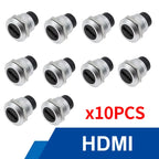 10Pcs Metal D‑Type Panel Mount Socket RJ45 CAT6 HDMI USB3.0 Straight Through Network Connector Module Round Panel Mount Adapter