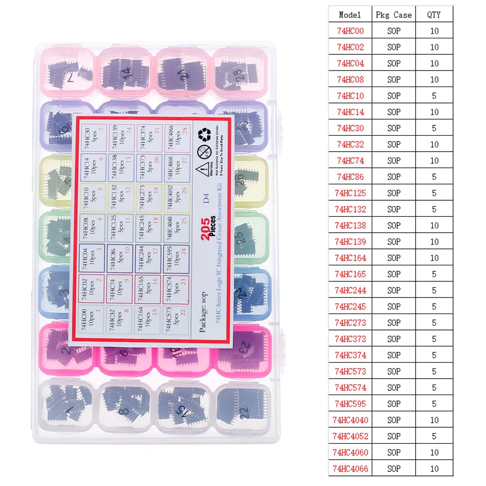 IC Integrated Circuit Chip Assortment Kit DIP SMD series 74HCXX 74LSXX CD4000 Common CMOS Logic IC Sockets set DIY Mix Pack