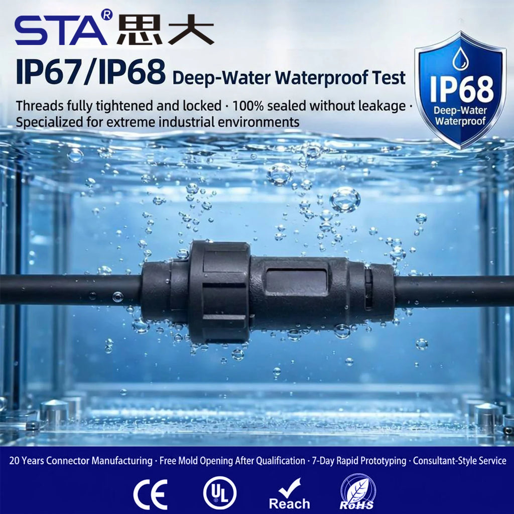 Type-C 3.1/USB A IP68 Waterproof Circular Connector Male to Female Aviation Plug 20Gbit/s PD60W Outdoor Fast Data Charging Cable