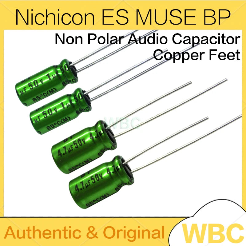 10Pcs/Lot Nichicon MUSE BP ES Non Polar Nonpolar Bipolar HiFi Audio Capacitor 1uf 4.7uf 10uf 22uf 47uf 100uf 25V 50V Copper Feet