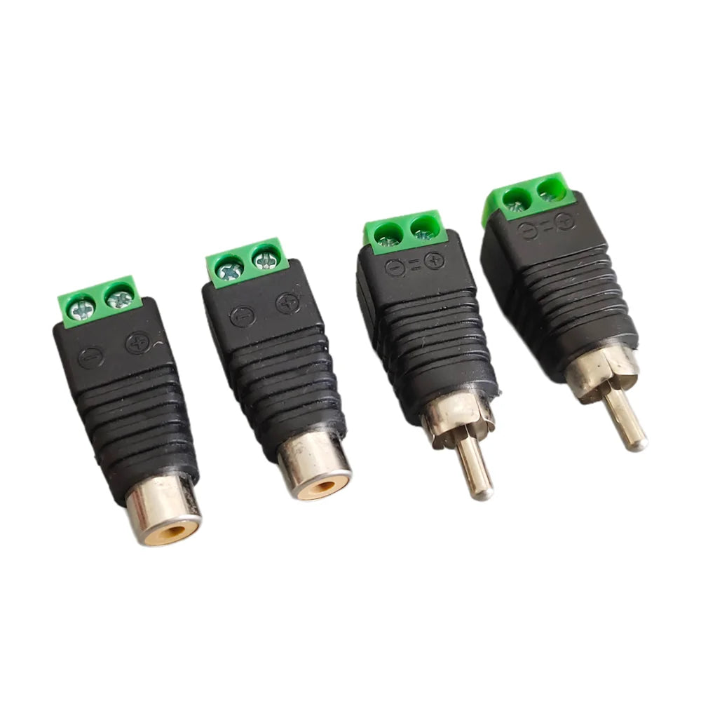 4/10pcs RCA Male Plug & Female Socket To Terminal Block Adapter For RCA AV Audio Video CCTV Camera Speaker Wire Cable Connector