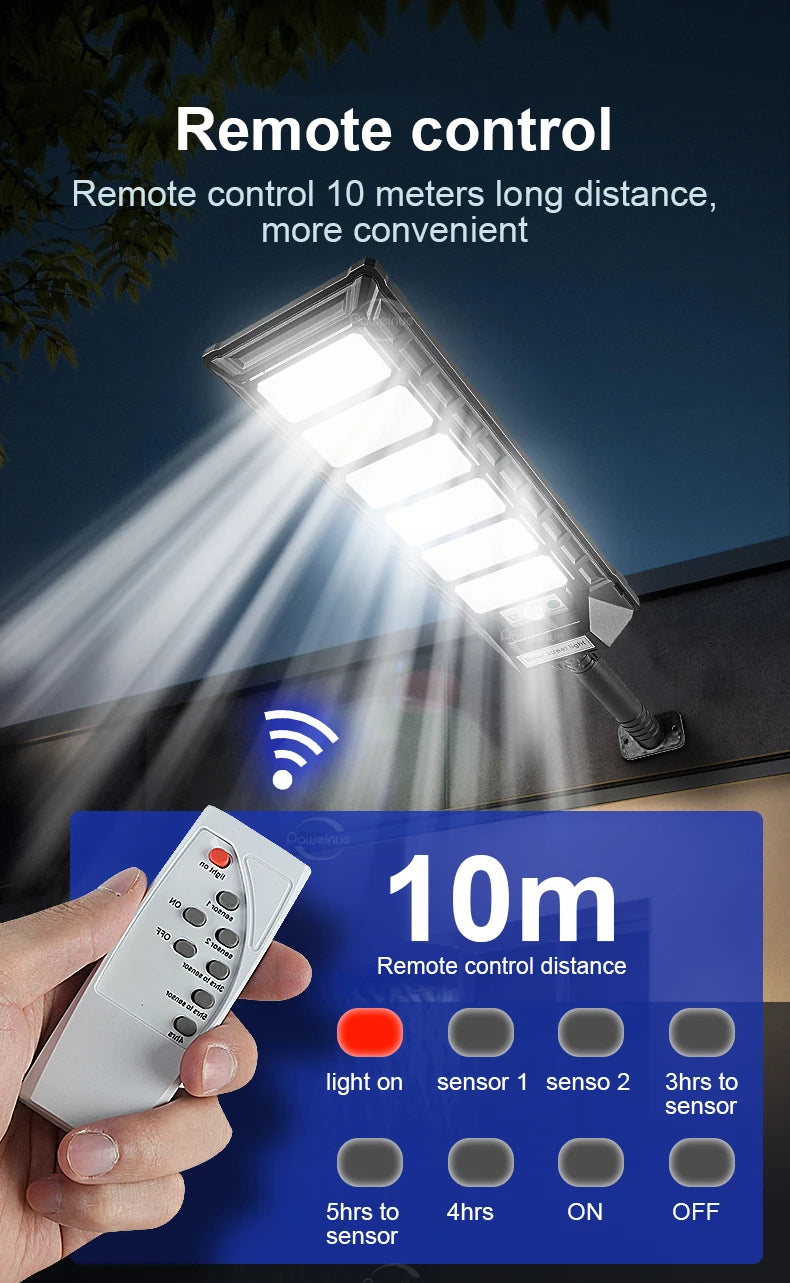 12000W Solar Lights Commercial LED Outdoor Dusk To Dawn Solar Street Lamp Waterproof Backyard Garden Security Lighting IR Sensor