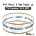 100pcs 1W 1% Metal Film Resistor 5-Band Precision Axial Lead Through Hole Resistor 1R 10R 100R 1K 10K 22K 100K 470K 1M 4.7M