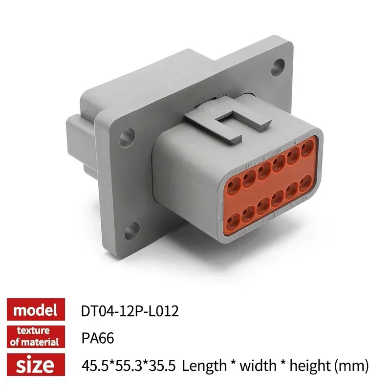Deutsch DT Industrial DT04-8P-L012 Flange Mount Connector IP68 | 22-16AWG for Heavy Duty Truck & Bus Electrical Systems