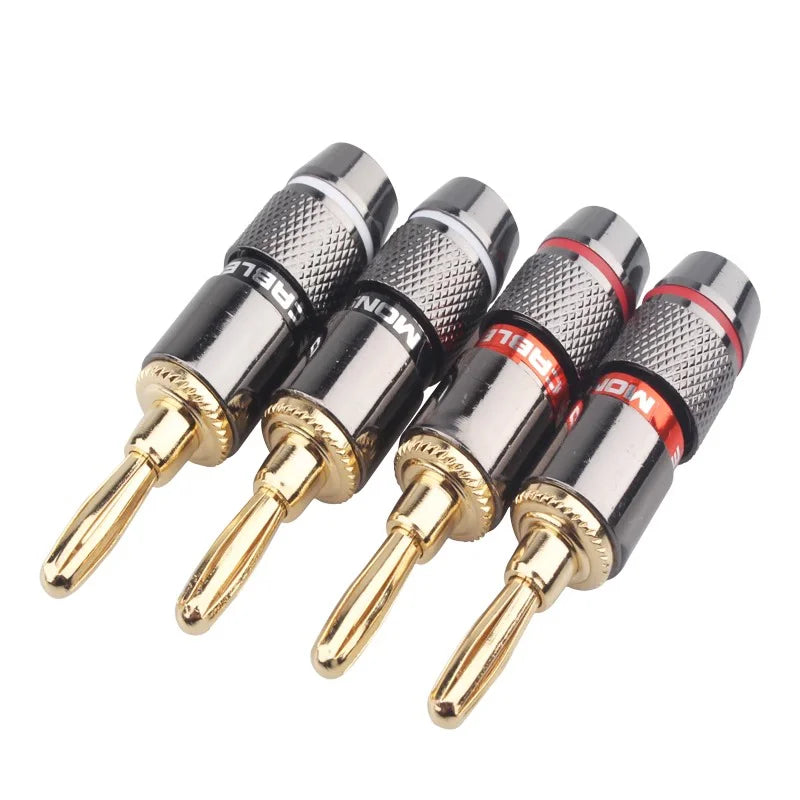 10/40/100Pcs Monster Banana Plugs Gold Plated Pure Copper Speaker Adapter Screw Speaker Plug Audio Connectors
