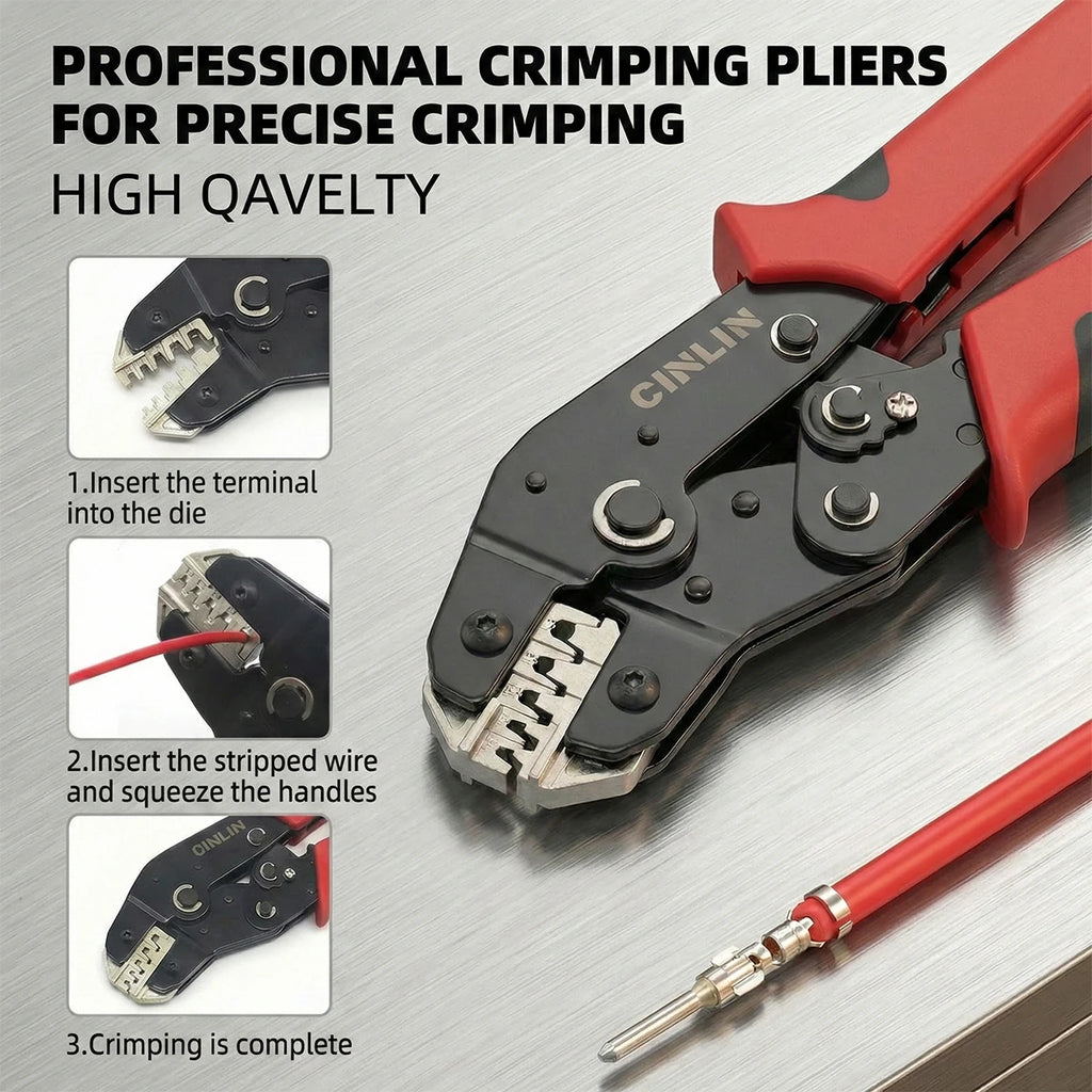 CLN-68B 0.08-1.5mm² Open Barrel Terminals Pliers Crimping Tool (28-16AWG) for JST, DuPont, Molex, PH2.0 XH2.54 3.96 4.2mm Pitch