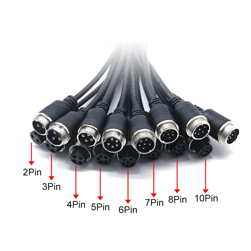 M16 2pin 3p 4p 5p 6p 7p 8p 9p 10Pin GX16 6pin Male to Female Aviation Video Extension Connect Cable 1M-10M for Car Camera System