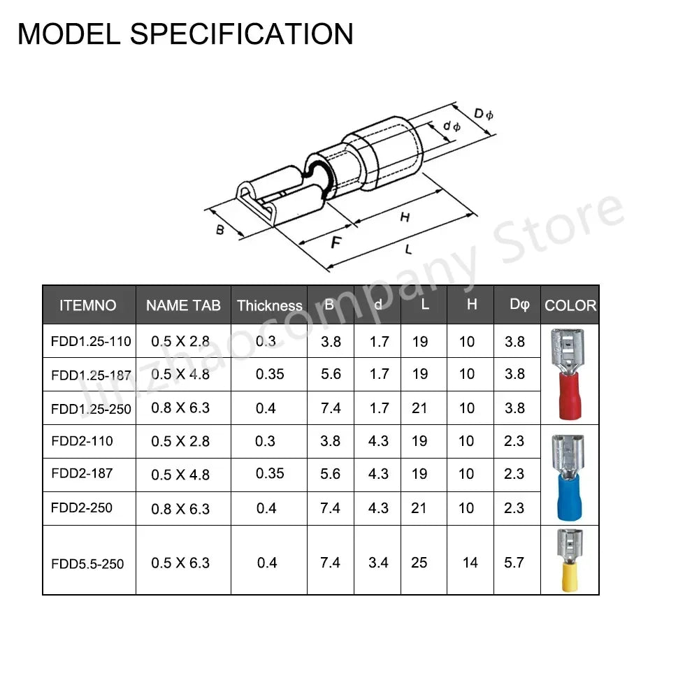 100/50/10Pcs 2.8mm 4.8mm 6.3mm Insulated Seal Spade Wire Connector Female Crimping Terminals Electrical Crimp Terminal Splices