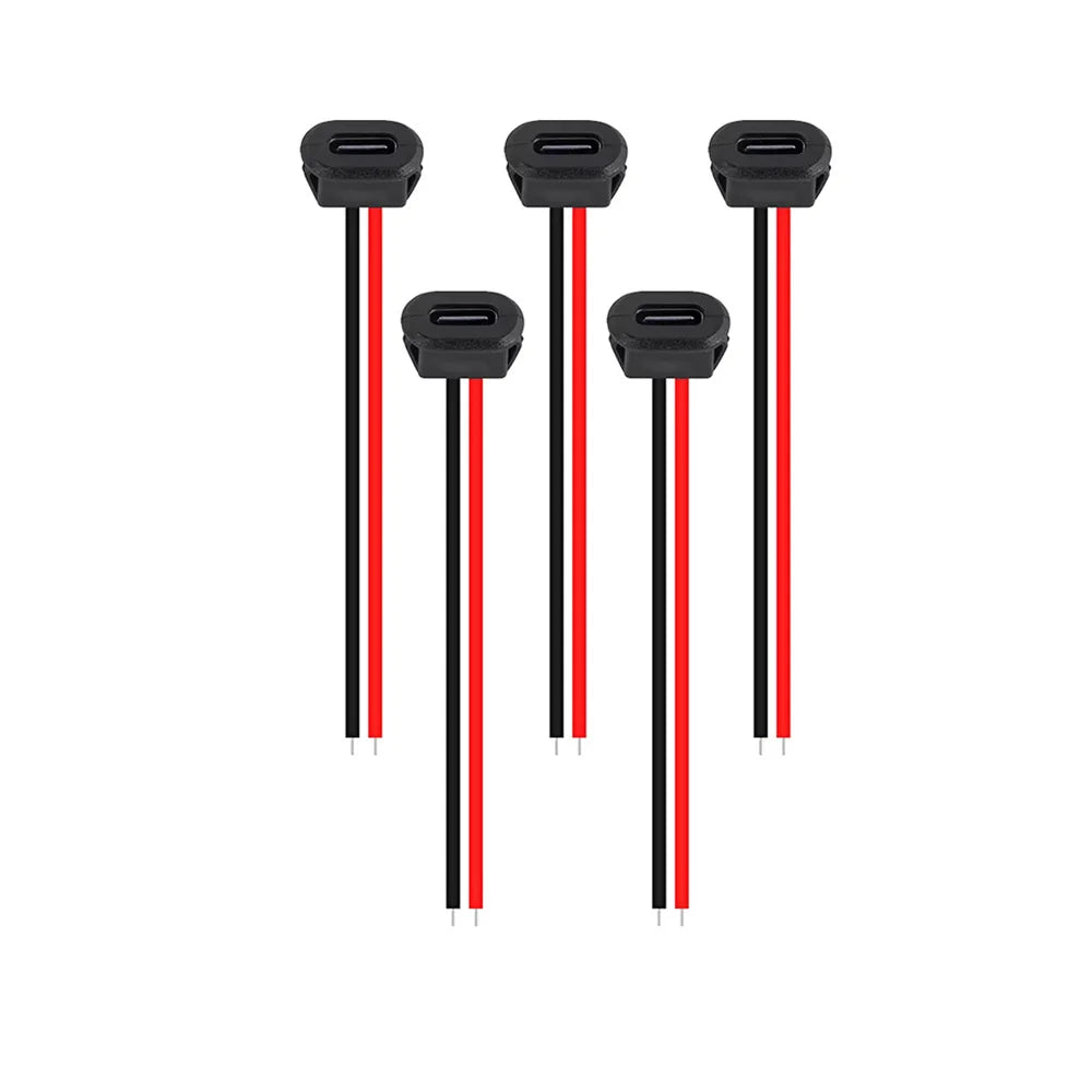 5/10PCS 2Pin USB Connector Type-C Waterproof with Female Socket Fast Charging Jack Charging Port USB-C Charger Plug Socket