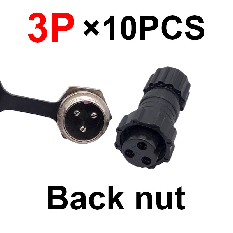 10Pcs  Connector GX16 M16 Waterproof Docking Back Nut Male&Female Plug&Socket 2pin3pin4pin5pin6pin7pin8pin9pin10pin